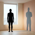 Scimmia volante in psicologia: silhouette che proietta un'ombra dalla postura dominante e diversa dalla propria, simbolo dell'agire sotto l'influenza esterna ed inconsapevole del narcisista